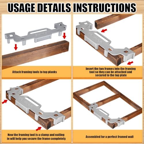 Tandefio 2 Pcs 16 Inch Framing Tools Framing Stud Layout Tool Cast Aluminum Stud Measurement Spacing Precision Jig Tool for Walls Roofs Floors or Ladders