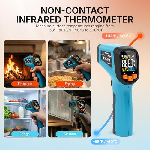 Tilswall Infrared Thermometer, Laser Temperature Gun -58°F~1112°F, Blue