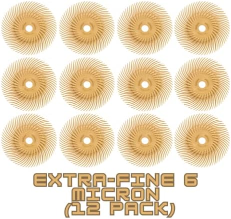 Dedeco Sunburst Radial Bristle Discs 12-Pack - 3" Curved - 3/8" Arbor - Peach 2500 Grit (Extra-Fine, 6 Micron) - Aluminum Oxide for Polishing & Finishing