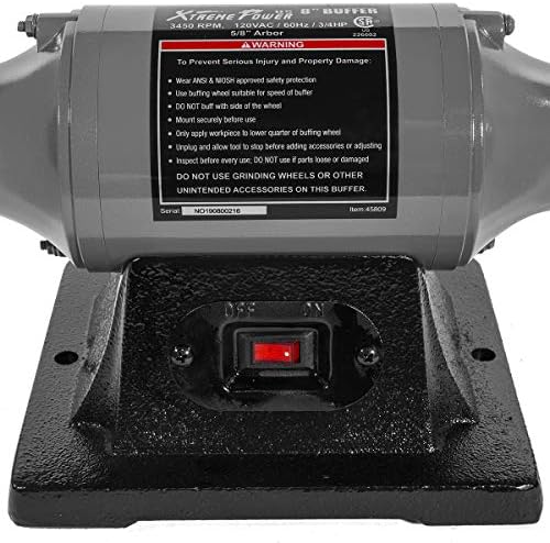 XtremepowerUS 8" Bench Polishing Buffer Machine, 3/4 HP Heavy-Duty Buffer Grinder, Dual Wheel Metal Polisher for Steel, Aluminum, Brass, Chrome, Automotive & Jewelry Polishing