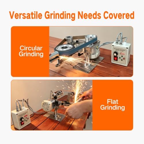 Belt Grinder Sander, 30 x 1-Inch Variable Speed Belt Polisher with VFD, 750W Electric Grinding Machine with 2 Grinding Moulds & 3 PCS Sanding Belts for Metalworking, Knife Making