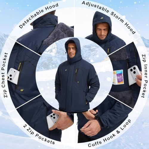 QPNGRP Mens Waterproof Ski Snowboard Jacket Winter Windproof Snow Coat