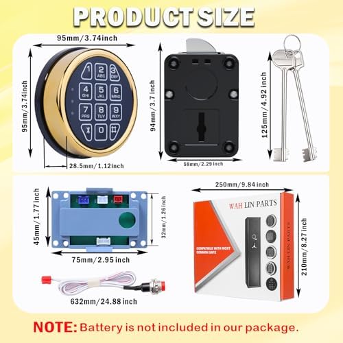 Gun Safe Lock Replacement with Right Swing Bolt Lock & 2 Emerency Keys