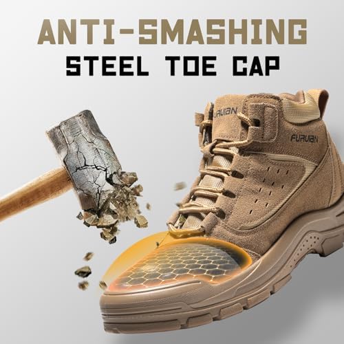 Furuian Steel Toe Boots for Men Women Lightweight Work Boots Pioneer Series