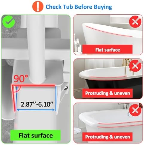 Heavy Duty Bathtub Safety Rail, Width Adjustable Bathtub Handle Grab Bar, Clamp-on Shower Support Handle for Side of Tub, Handicap Shower Safety Grab Bar for Seniors Elderly