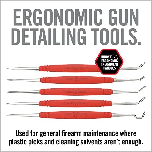 Real Avid Stainless Steel Gun Cleaning Picks for Firearm Cleaning and Maintenance - Set of 5 | 10 Different Tip Shapes for Gun Cleaning | Ergonomic Handle For Superior Control and Easy Carbon Cleaning