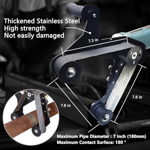 Pipe Belt Sander - 1280W Industrial Grade Pipe Tube Polishing Sandingwith 6 Variable Speeds,Suitable for Polishing Various Circular Pipe Materials,Woodworking and Metal Rust Removal (30Pcs Belts).