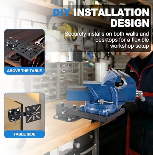 Rotating Bench Mount for Vises,Heavy-Duty Steel Vise Mount for Bench Vise and Grinder, Universal 7.9" x 7.9" Mounting Plate