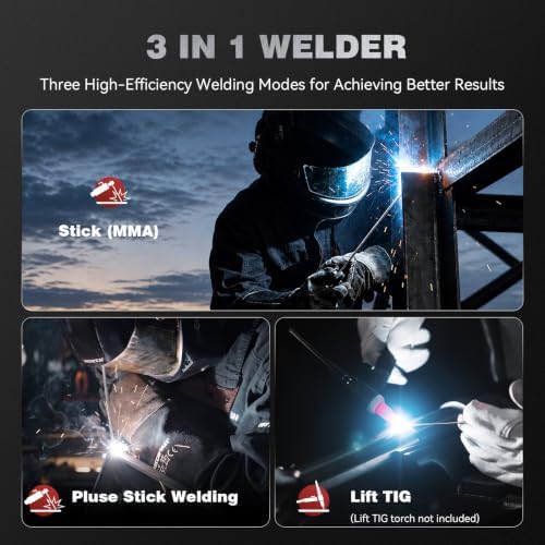ARCCAPTAIN 200A Pulse Stick Welder, ARC/Lift TIG Welding Machine 10PCS Rods