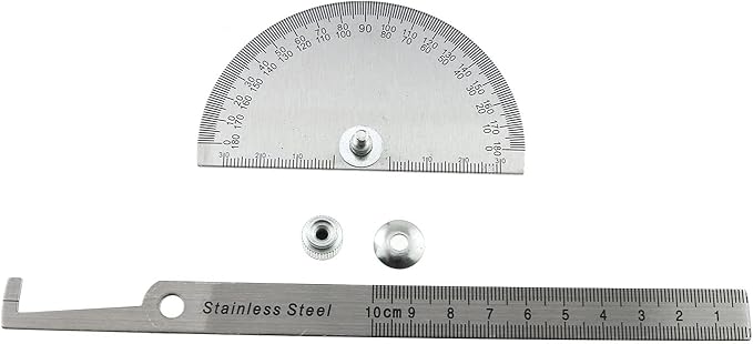 E-outstanding 0-180 Degree Protractor Angle Finder Rotary Arm Measuring Ruler, 100mm Stainless Steel