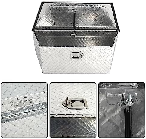 BLACKHORSE-RACING 39" Aluminum Diamond Plate Trailer Tongue Box, Silver | Heavy Duty Aluminum Tongue Tool Box Secure Storage Tool Box Organizer for Trailers, ATVs, RVs, and Truck Beds-39"x12"x16.5"
