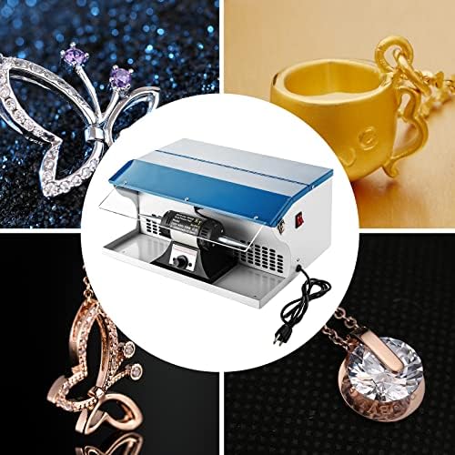 Benchtop adjustable variable speed polisher dust collector with exhaust fan blower, dust collector, work light and motor housing for jewelry, metal, wood