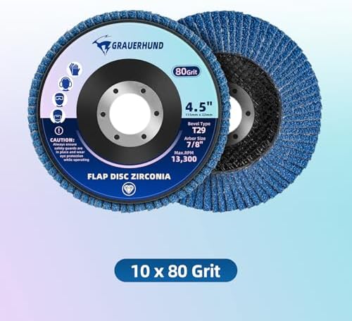 10 Pack Flap Discs 4 1/2" x 7/8" for Angle Grinder, 80 Grit T29 Flap Sanding Discs, 4 1/2 Inch Grinding Wheels, Zirconia Grinding Discs for Metal, Wood, and Stainless Steel Finishing