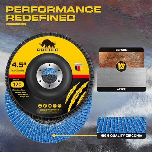 Flap Discs 4 1/2 for Angle Grinder, 12 Pcs Flap Discs 120 Grit, 4.5" x 7/8" High Density Zirconia Type 27 Flap Sanding Disc for Grinding, Rust Removal, Sanding and Finishing - 12 Packs