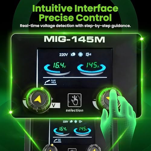 145A MIG Welder, Flux Core MIG/Lift TIG/Stick 3 In 1 MIG Welder With Smart LED Display 110/220V Dual Voltage Inverter Welder, 45° Beveled, Ideal For Beginner