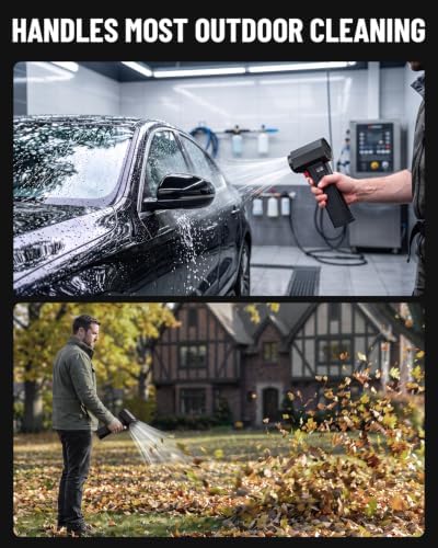 Handheld Cordless Leaf Blower with Battery & Charger, 750CFM Air Flow, 4Lb Max Thrust, 4 Variable Speeds, 64MM Diameter, Electric Blower for Car Drying, Lawn, Garage, Patio, Yard & Snow Removal
