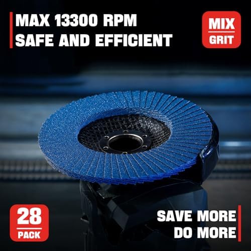 28 Pack 4 1/2 Inch Flap Disc Angle Grinder Sanding Disc Type 27 Flap Discs Premium High Density Jumbo 40 60 80 120 Grit Zirconia Flap Sanding Disc (4 1/2 inch x 7/8 Inch)