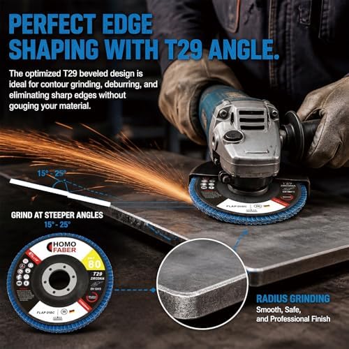 HOMO FABER 30 Pack Flap Discs 4 1/2 for Angle Grinder, 80 Grit Zirconia T29