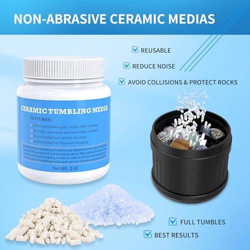 Rock Tumbler Grit Kit - 10LB Rock Polishing Grit & Ceramic Tumbling Media, 4-Step Polish Refill with Plastic Pellets, Polish Up to 70 lbs of Rocks, Compatible with All Rock Tumblers & Polishers | Complete Tumbling Set with Plastic Pellets for Multi-Sta...