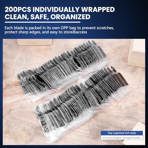 200Pcs Multitool Blades Set – Oscillating Saw Blades and Multi Tool Blades for Wood&Soft Metal with Quick Release Interface,Fits DeWalt,Milwaukee,Makita,Dremel,Ryobi,Craftsman,Fein,Bosch OIS and More
