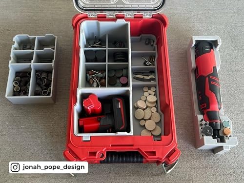 Jonah Pope Design 3d Printed Insert designed for M12 Brushless Rotary Tool and Packout Organizer (Insert Only) Black