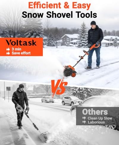 VOLTASK 48V Cordless Snow Blower, 48-Volt | 20-Inch Brushless Electric Snow Blower Cordless, Battery Snow Blower with Directional Plate & LED Lights (2 * 24V Battery & Dual Quick Charger Included)