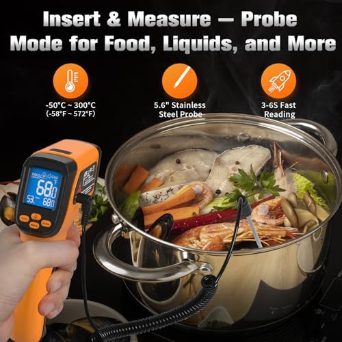 Infrared Thermometer Temperature Gun 1472°F, 12:1 Laser IR