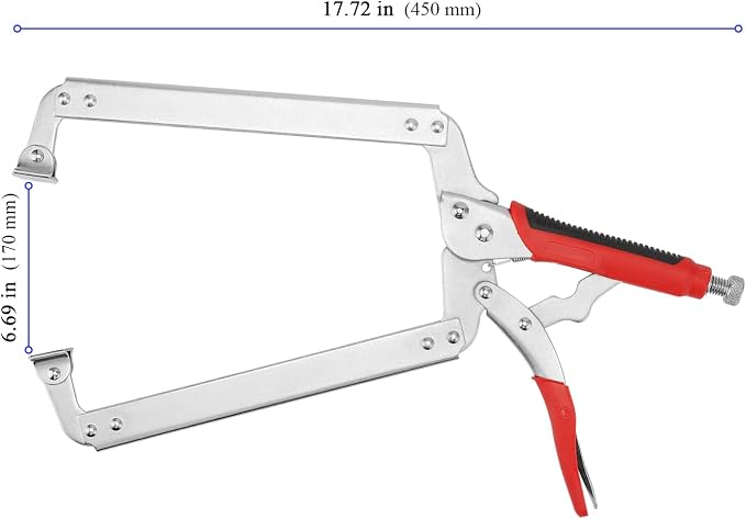 KEILEOHO 3 PCS 18 Inch C Clamp Locking Pliers, Heavy Duty Vise Grip C Clamp with Swivel Pads and TPR Handle, Face Clamps for Woodworking and Welding, Nickel Plated Locking C-Clamps