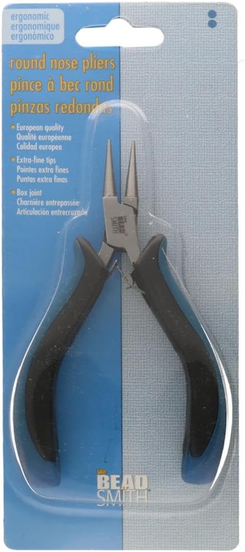 The Beadsmith Ergonomic Round Nose Pliers – 5 inches (127mm) – Comfortable Ergonomic Grip, Double-Leaf Springs & Polished Steel Head – Extra-Fine Tips for Precision to Medium Level Work