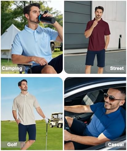 ZITY 5 Pack Polo Shirts for Men with Pocket Dry Quickly Short Sleeve Athletic Outdoor Work Collared Shirts
