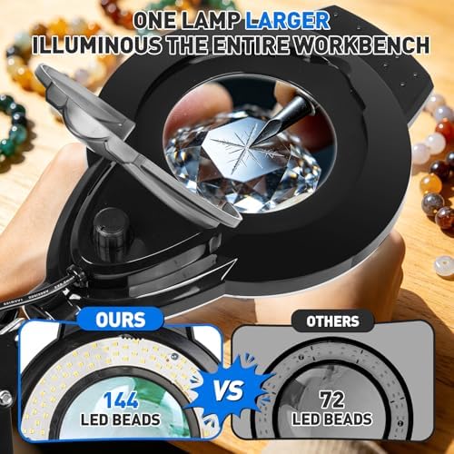 KIRKAS LED Magnifying Lamp with Clamp, 2,200 Lumens Dimmable 35in 12X