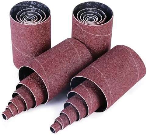 LotFancy 24PCS Spindle Sanding Sleeves, 80 Grit, Aluminum Oxide Abrasive, 4-1/2” Length (4 Each of 1/2”,3/4”,1”,1-1/2”, 2” and 3”