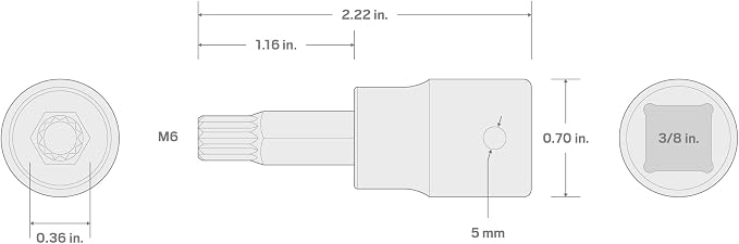 TEKTON 3/8 Inch Drive x M6 Triple Square Impact Bit Socket | SIB18206