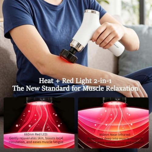 Sfozstra Heating Massage Gun: Heat Cold Therapy, Red Light, Long Handle