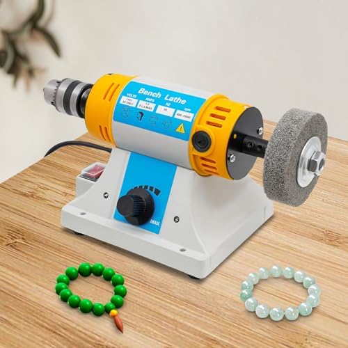 110V 320W Bench Buffer Polishing Machine, Multi-Function Benchtop Polisher Grinder with Drill Chuck, Mini Table Saw for Jewelry, Wood, Dental, Amber, Metal, 800-10000rpm/min