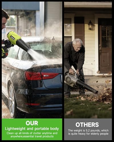 Faststar 21V 6.0Ah Cordless Leaf Blower, Brushless Handheld Jet Blower, 2000 MPH 800 CFM 1200G Thrust Powerful Electric Air Blower for Car Drying & Yard Cleanup (4500mAh)