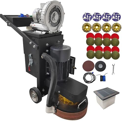 Electric Concrete Floor Grinder Ground Polishing Machine with 20L Vacuum Dust Collector Concrete Surface Grinder 4 Grinding Discs for Old Ground Restoration 220V