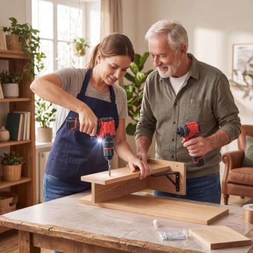 16.8V Screwdriver and Electric Drill Set, With 3 Batteries, 25 Accessories and Tool Bag, for Home DIY, Woodworking, Red