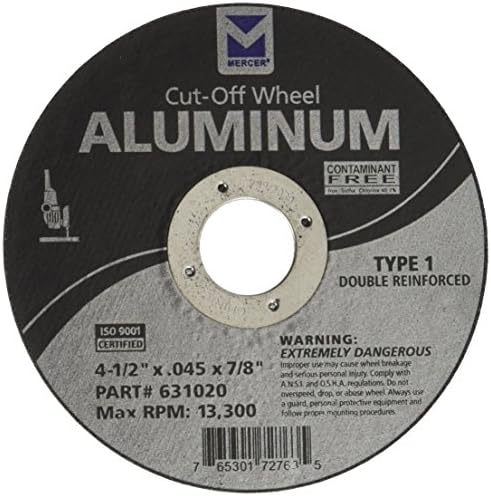 Mercer Industries 631020 - 4-1/2" x .045 x 7/8" Type 1 Cut-Off Wheels for Aluminum (50 pack)