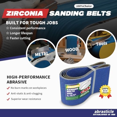 4 Pack 6 x 48 Inch Zirconia Sanding Belts, 40 Grit Heavy Duty Belt Sander Paper, Fits Belt Sander & Bench Sander for Woodworking, Metal Grinding and Knife Sharpening