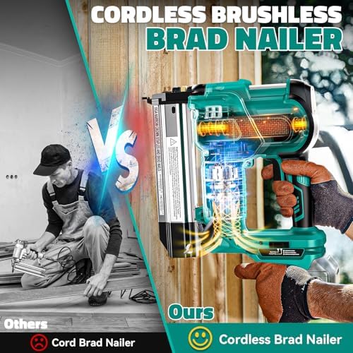 Ecarke 2" Brad Nailer Cordless Stapler Compatible with Makita 18V, 2 in 1 Electric Nail Gun/Staple Gun with 18GA Nails/Staples, Battery Power Nail Gun for Trim Wood Crafting Carpentry DIY, Tool only