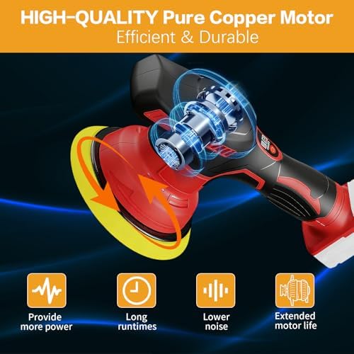 Cordless Car Buffer Polisher for Milwaukee 18V Battery,6 Inch Portable Orbital Buffer Polisher with 8 Variable Speed with 15pcs Polishing Accessories, for Car Polishing/Waxing (NO Battery)