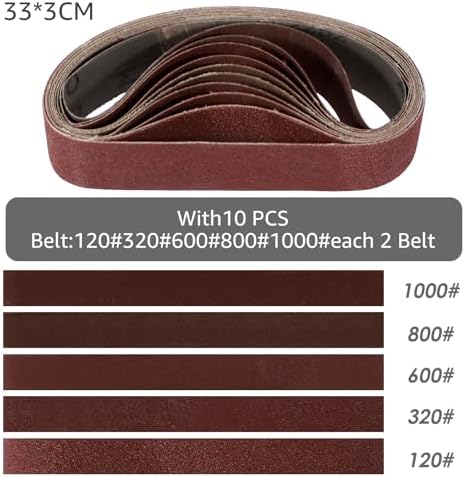 Mini Belt Sander Multifunctional Electric Belt Grinder 7 Adjustable Speed Electric Polishing Sharpener Machine 120-1000 Grit Small Electric Sander with Sanding Belt Polishing Pad