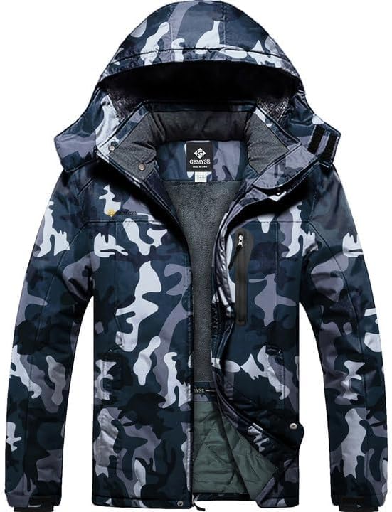 GEMYSE Men's Winter Ski Jacket Waterproof Snow Coat with Detachable Hood