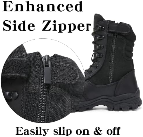 DahWe Men's Steel Toe Work Boots with Side Zipper 8 inches