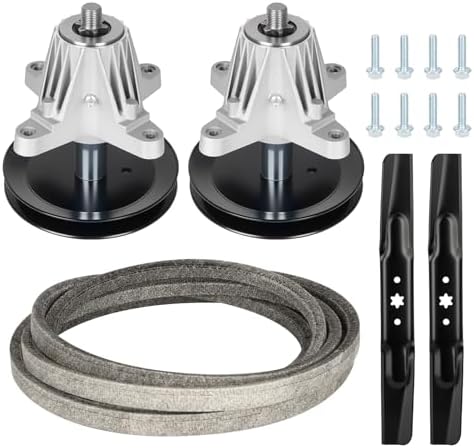 42 Inch Deck Rebuild Kit 918-06991 Spindle Fit for Craftsman T1000 T1200 T1400 LT4200 Troy-Bilt Bronco Pony 42 TB42, Includes 2 Spindles 618-06991, 2 Blades 742-04312, 96” Belt 754-04060