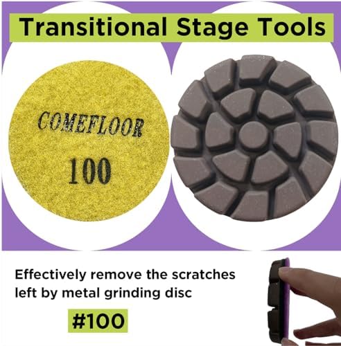 Concrete Floor Polishing Pucks Sharp Diamond Copper Bond Grinding Disc, Fit Ride-on Floor Grinder, Walk-Behind Grinder, 3 Inch Hook and Loop Long Using Life Polishing Pads, 100#