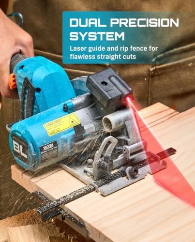 SEESII Brushless Cordless Circular Saw with 2×4.0Ah Batteries & Charger