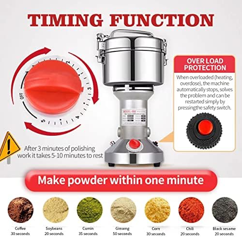 LEJIEYIN Electric herb Grinder 550g High Speed Electric Stainless Steel Spice Flour Mill Herb Grinder Powder Machine for Dry Food Grin