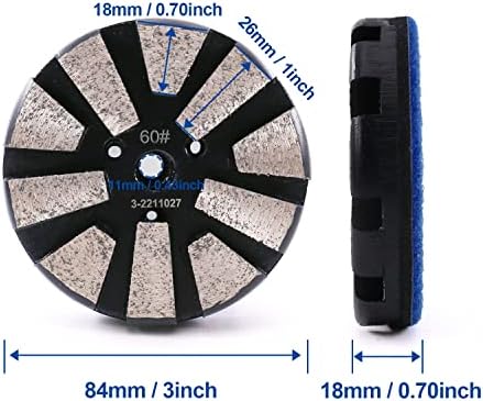 5PCS 3" 10 Segments Metal Bond Diamond Grinding Polishing Pad Concrete Marble Granite (Mix)